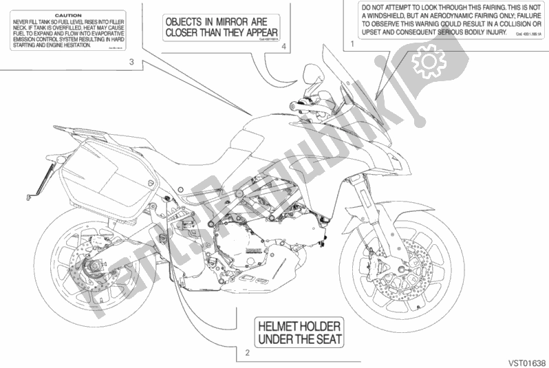 Todas as partes de 037 - Rótulo, Aviso do Ducati Multistrada 950 Touring USA 2017
